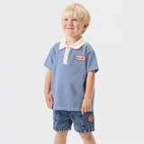 Goldie & Ace Navy Stripe Logo Polo Top