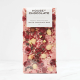 House Of Chocolate Raspberry, Hazelnut & Cacao Nib White Chocolate Bar
