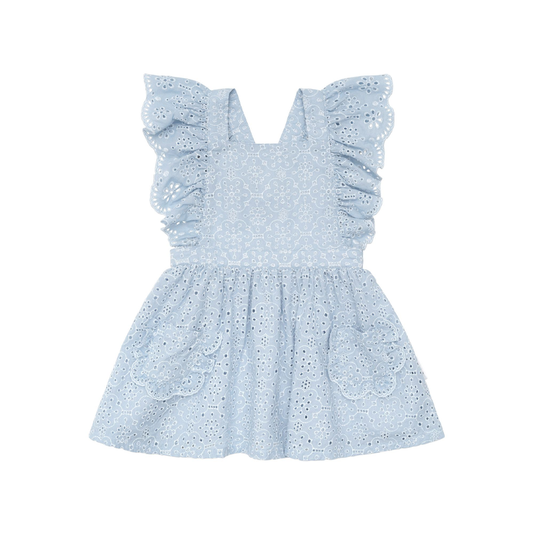 Huxbaby Broderie Ruffle Dress Indigo