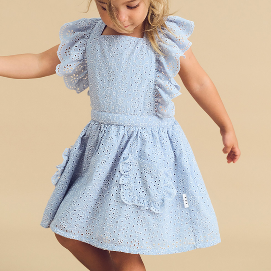 Huxbaby Broderie Ruffle Dress Indigo