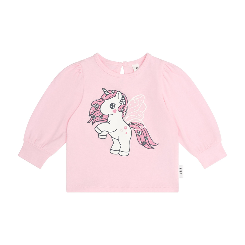 Huxbaby Flutter Unicorn Puff Sleeve Top Cherry Blossom