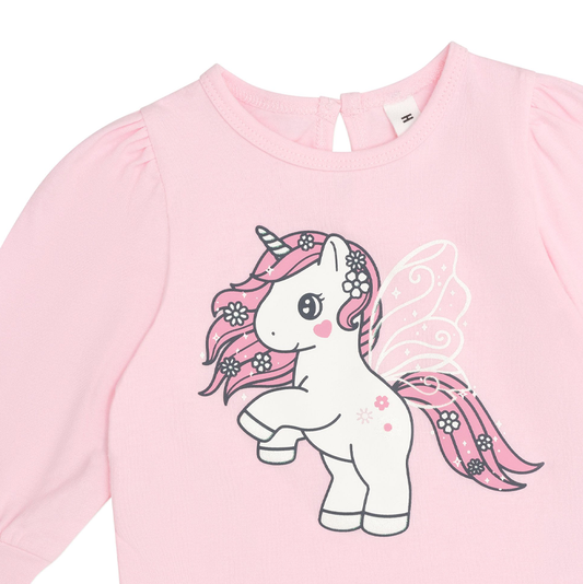 Huxbaby Flutter Unicorn Puff Sleeve Top Cherry Blossom