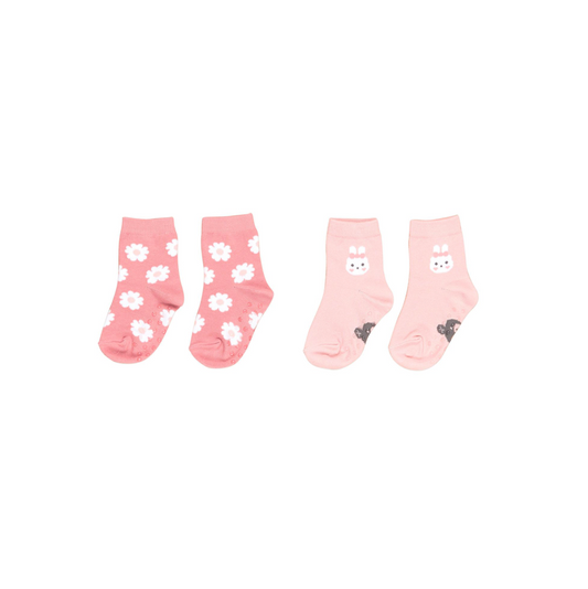 Huxbaby Bunny Flower 2 Pack Socks PinkPearl/Dusty Rose