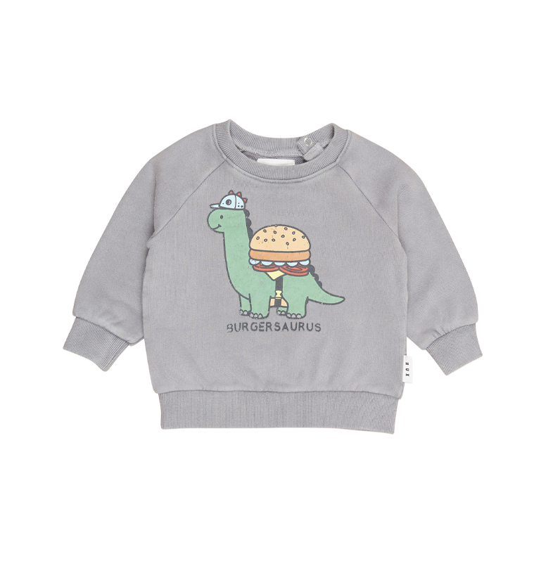 Huxbaby Burgersaurus Sweatshirt Vintage Grey