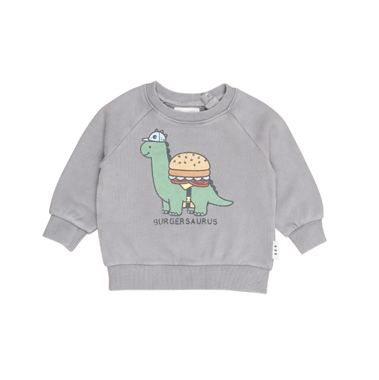 Huxbaby Burgersaurus Sweatshirt Vintage Grey