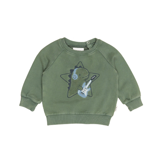 Huxbaby Dino Star Sweatshirt Washed Green