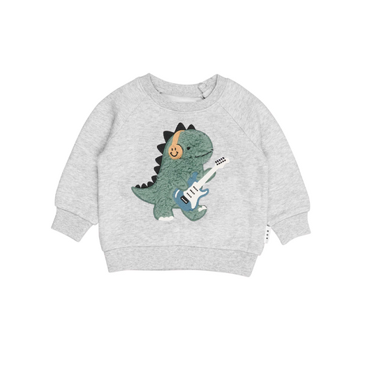 Huxbaby Furry Dino Sweatshirt Grey