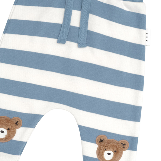 Huxbaby Furry Hux Stripe Drop Crotch Pant Cornflour/Ecru