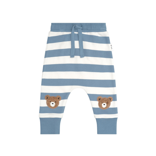 Huxbaby Furry Hux Stripe Drop Crotch Pant Cornflour/Ecru