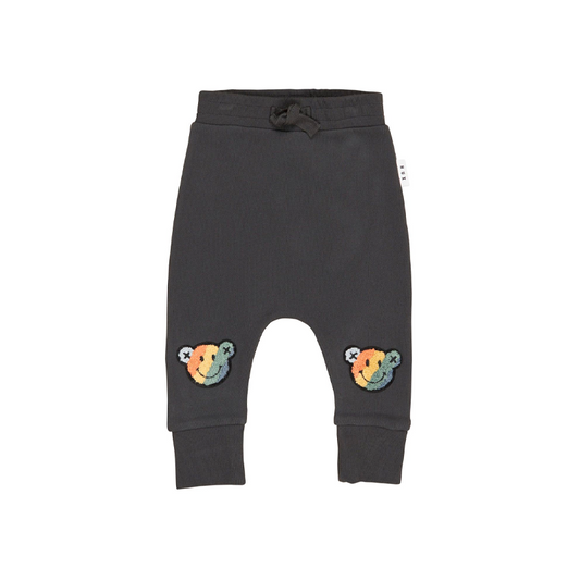 Huxbaby Drop Crotch Pants Smiley Rainbow Bear