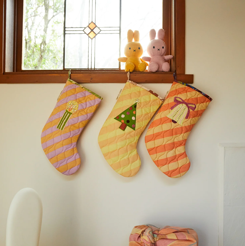 Sage & Clare Jarita Stripe Christmas Stocking - Citron