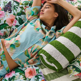 Kip & Co Big Beauty Blue Floral Adult Organic Cotton Short Sleeve Shirt & Shorts Pyjama Set