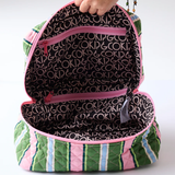 Kip & Co Cactus Stripe Quilted Cotton Toiletry Case