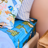 Kip & Co Crocodile Rock Blue Organic Cotton Fitted Sheet