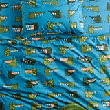 Kip & Co Crocodile Rock Blue Organic Cotton Pillowcase