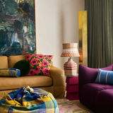 Kip & Co Golden Peony Embroidered Cushion