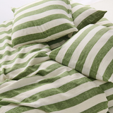 Kip & Co Moss Stripe Euro Linen Pillowcases 2P Set