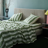 Kip & Co Moss Stripe Euro Linen Pillowcases 2P Set