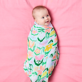 Kip & Co Popping Flowers Green Bamboo Swaddle