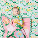 Kip & Co Popping Flowers Green Organic Cotton Baby Fitted Sheet