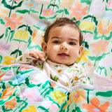 Kip & Co Popping Flowers Green Organic Cotton Baby Fitted Sheet