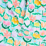 Kip & Co Popping Flowers Green Organic Cotton Quilted Cot Bedspread