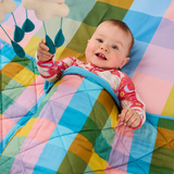Kip & Co Sorbet Tartan Organic Cotton Quilted Cot Bedspread