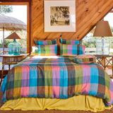Kip & Co Sorbet Tartan Linen Flat Sheet