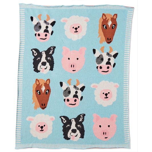 Kip & Co Farm Friends Cotton Knitted Blanket