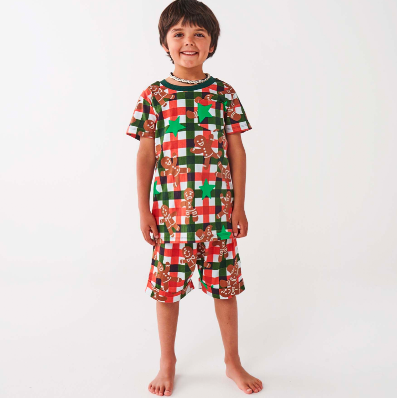 Kip & Co Gingerbread Organic Cotton Short Sleeve Tee & Short Pyjama Set