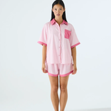 Kip & Co Glow In Pink Adult Bamboo Cotton Short Sleeve Shirt & Short Pyjama Set