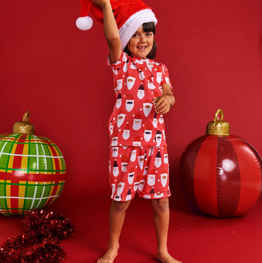 Kip & Co HoHoHo Red Organic Cotton Short Sleeve Tee & Short Pyjama Set