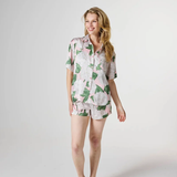 Kip & Co Hydrangea Pink Adult Eco Satin Short Sleeve Shirt & Short Pyjama Set