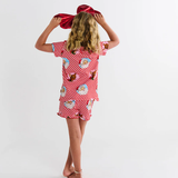 Kip & Co I Love Christmas Spot Kids Organic Cotton Short Sleeve Tee & Frill Short Pyjama Set