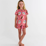 Kip & Co I Love Christmas Spot Kids Organic Cotton Short Sleeve Tee & Frill Short Pyjama Set