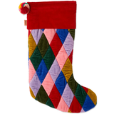 Kip & Co Jolly Christmas Harlequin Velvet Stocking