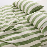 Kip & Co Moss Stripe Linen Fitted Sheet