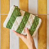 Kip & Co Moss Stripe Velvet Cosmetics Purse