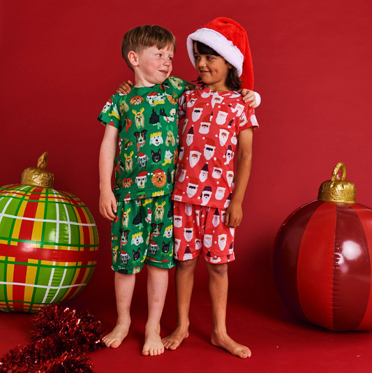 Kip & Co HoHoHo Red Organic Cotton Short Sleeve Tee & Short Pyjama Set