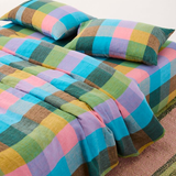 Kip & Co Sorbet Tartan Linen Flat Sheet