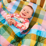 Kip & Co Sorbet Tartan Organic Cotton Quilted Cot Bedspread Cot
