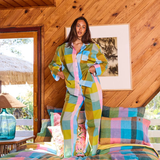Kip & Co Sorbet Tartan Adult Organic Cotton Long Sleeve Shirt & Pant Pyjama Set