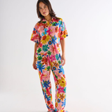 Kip & Co Wild Flowers In Bloom Adult Organic Cotton Short Sleeve Shirt & Pant Pyjama Set
