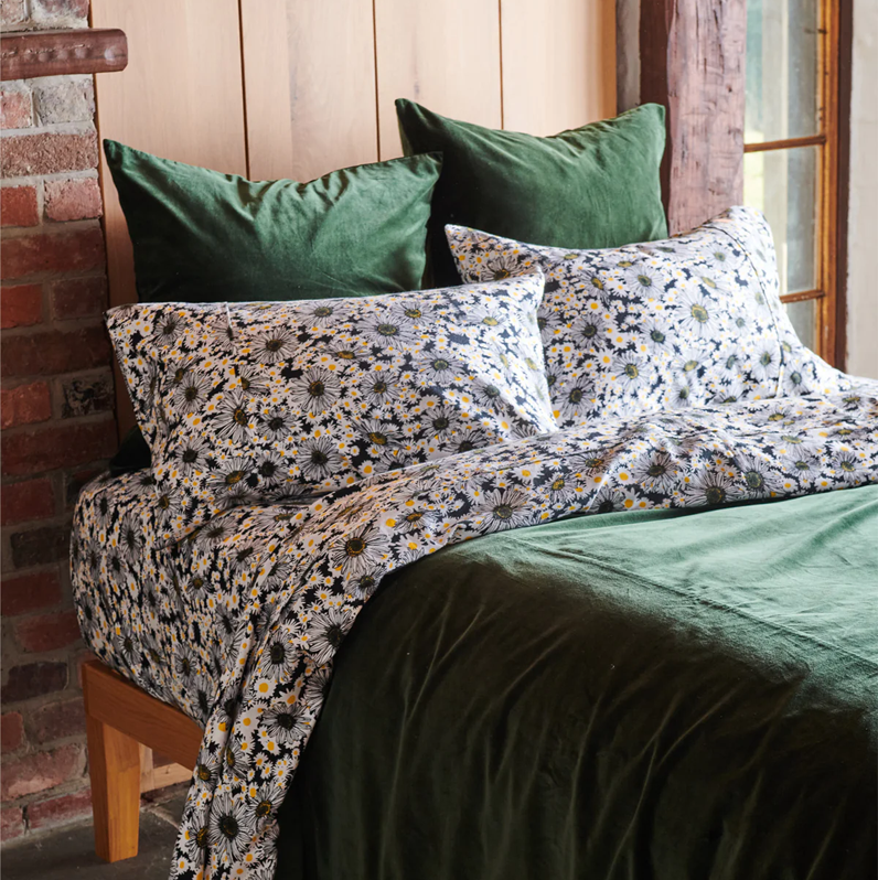 Kip & Co Kombu Green Velvet Euro Pillowcase Set