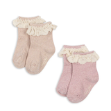 Konges Sløjd 2 Pack Glitter Frill Socks - Rosette