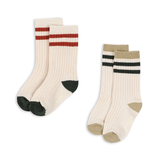 Konges Slojd 2 Pack Rib Socks Green Stripe