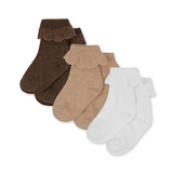 Konges Sløjd 3 Pack Frill Socks Optic White, Sand, Brown