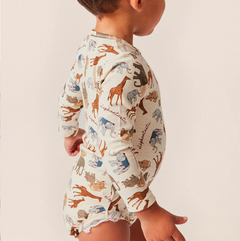 Konges Sløyd Classic Long Sleeve Bodysuit Elephantastic