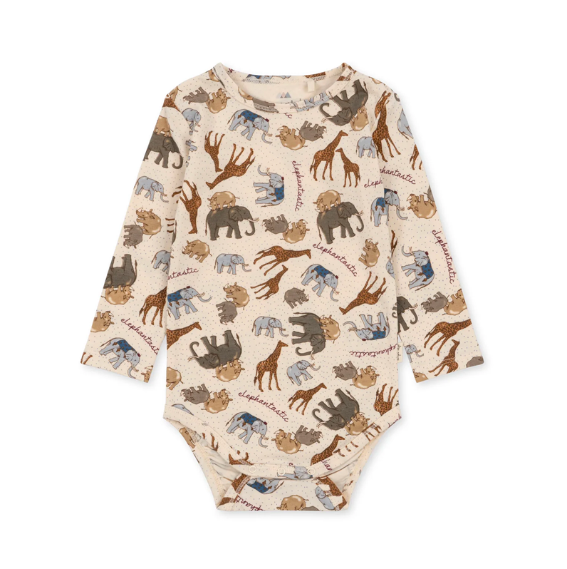 Konges Sløyd Classic Long Sleeve Bodysuit Elephantastic