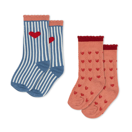 Konges Sløjd 2 Pack Jacquard Socks Heart Mix